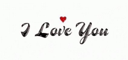 the words `` i love you '' with a red heart in the middle