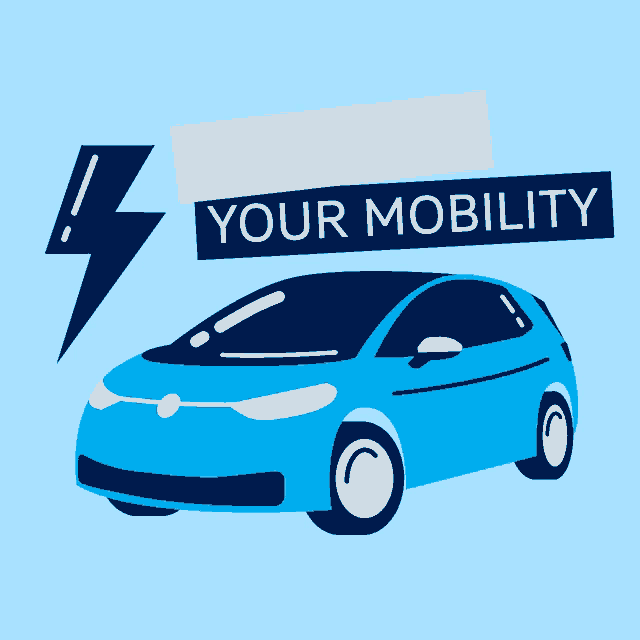 a blue car with a lightning bolt behind it and the words electrify your mobility