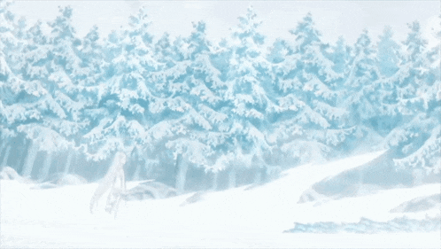 a snowy forest with trees covered in snow and ice