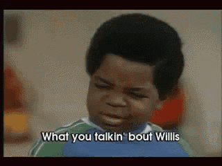 a young boy is making a funny face and saying `` what you talkin 'bout willis '' .