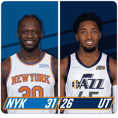 New York Knicks (31) Vs. Utah Jazz (26) First-second Period Break GIF - Nba Basketball Nba 2021 GIFs