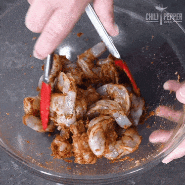 Marinating The Shrimp Chili Pepper Madness GIF - Marinating The Shrimp Chili Pepper Madness Mixing The Shrimp GIFs
