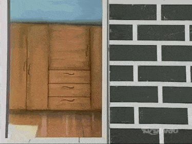 a picture of a brick wall and a picture of a wardrobe