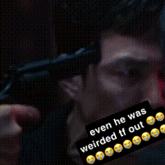 a man is holding a gun with a caption that says even he was weirded tf out .