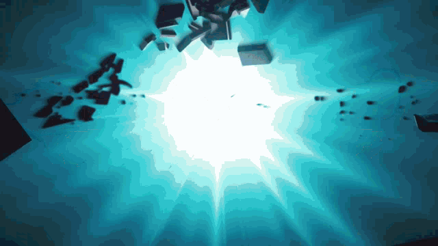 a blue background with a white light coming out of the middle