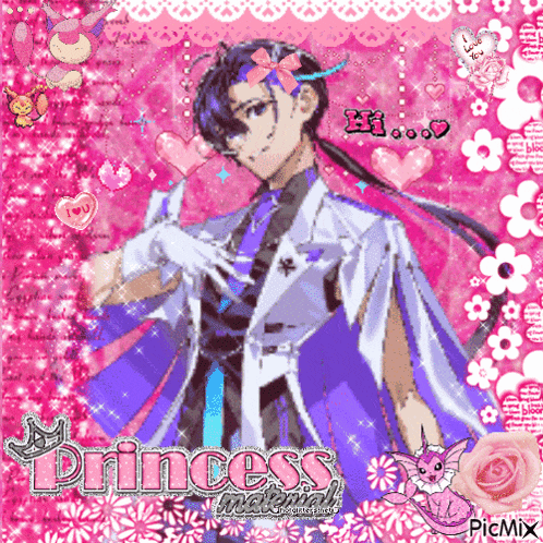 a picture of a man in a purple dress with the words princess on the bottom