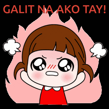 a cartoon of a girl with the words galit na ako tay behind her