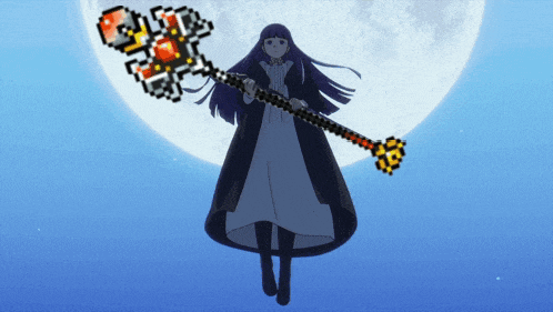 a pixel art of a girl holding a sword