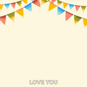 a birthday card with balloons and a gift box with a bow and the words `` love you '' .