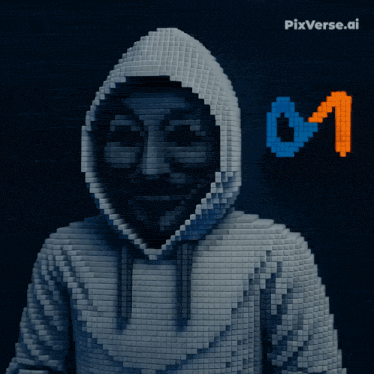 a pixelated image of a person wearing a hoodie with the number 1 in the background