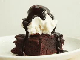 Brownie With Fudge GIF - Brownie Fudge Whipped Cream GIFs