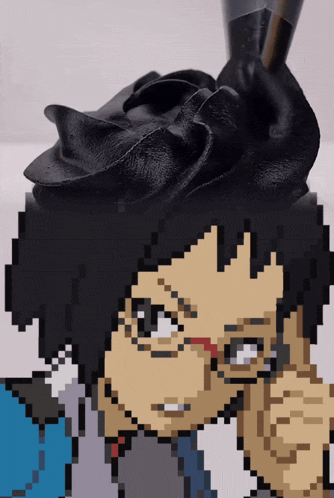 a pixel art of harry potter with glasses on