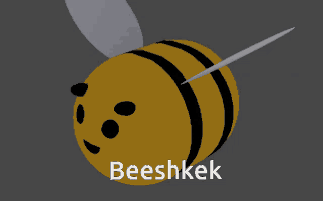 a picture of a bee with the name beeshkek on the bottom