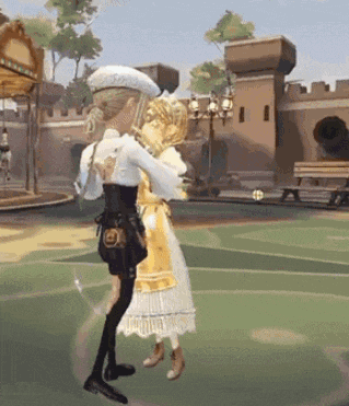 a man and a woman are dancing on a court in a video game .