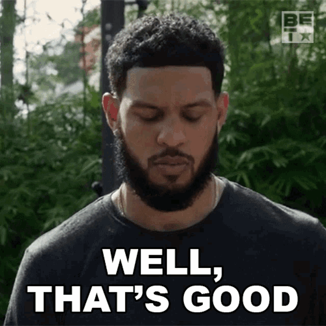 a man says well that 's good in a black shirt