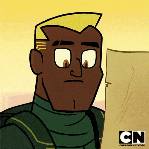 a cartoon character from the cartoon network looks at something