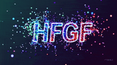 the word hfgf is surrounded by a rainbow of lights