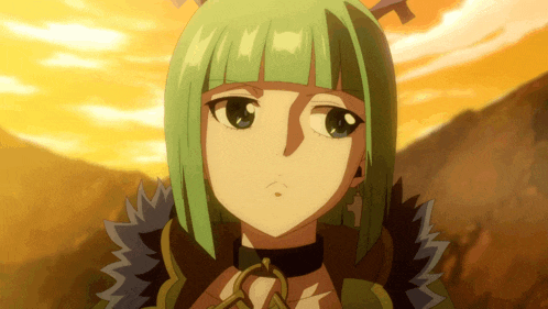 a girl with green hair and a black choker