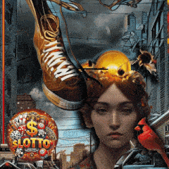 a painting of a woman and a cardinal with the words lotto on the top