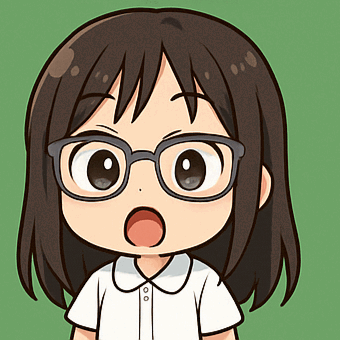 a cartoon drawing of a girl with glasses and a surprised look on her face