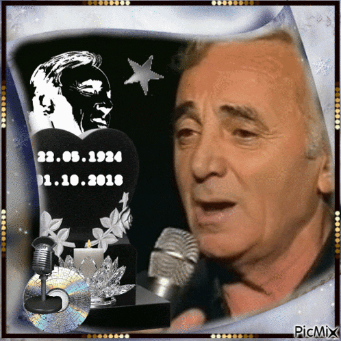 a picture of a man singing in front of a microphone with the date 23.05.1924 on it