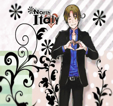 a man in a suit is making a heart shape with his hands in front of a sign that says " north italy "