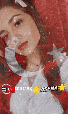 a picture of a girl with a crescent moon and stars and the name asena