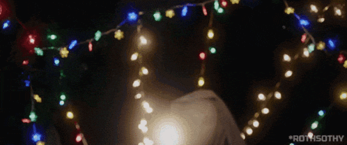 a string of christmas lights with the word rothsothy on the bottom left