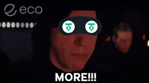 a man with a mask on his eyes is screaming with the words more written below him