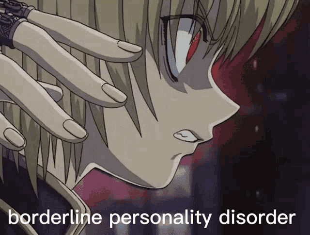 a picture of a girl with the words borderline personality disorder above her
