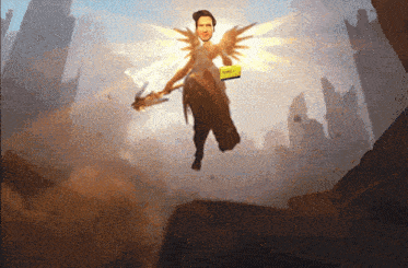 a cartoon of a woman with wings holding a sword and a book that says ' netflix '