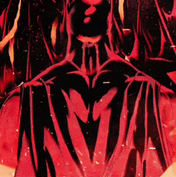 a red and black drawing of a person with a heart in the middle