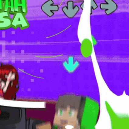 a cartoon of a man and a woman playing a video game with a purple background .