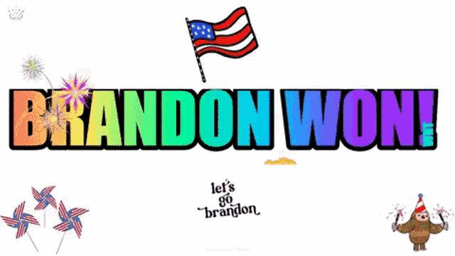 a colorful banner that says brandon won