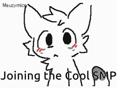 a drawing of a cat with the words joining the cool smp written below it