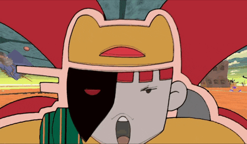 a cartoon drawing of a person with a yellow hat on