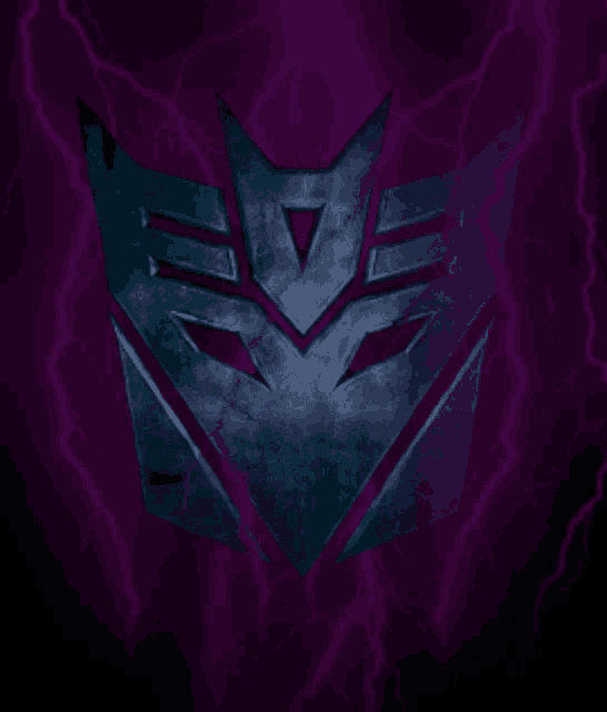 a picture of a transformer with purple lightning behind it