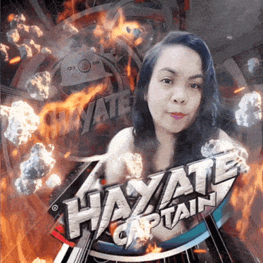 a picture of a woman with the words hayate captain behind her