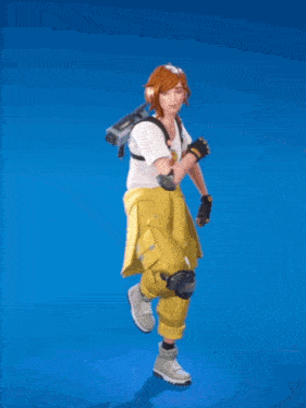 a person wearing a white shirt and yellow pants is dancing