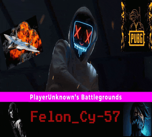 a poster for playerunknown 's battlegrounds with a neon mask on