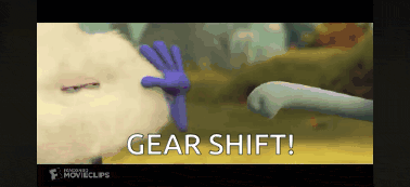 a cartoon scene with the words gear shift written on the bottom