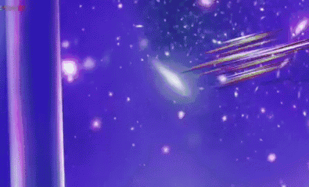 a computer generated image of a purple and blue sky with flying objects
