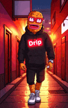 a cartoon character wearing a drip hoodie
