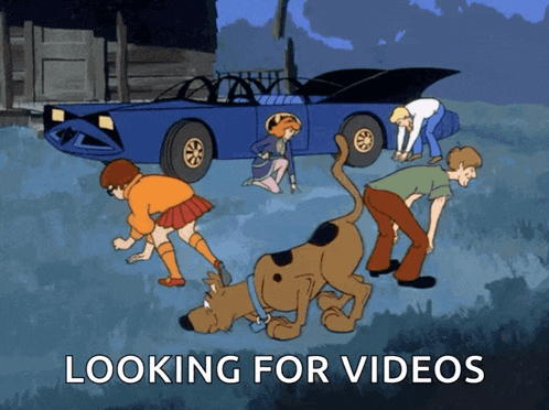 scooby doo and his friends are looking for videos on a poster