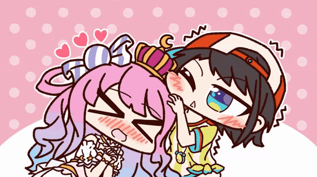 a cartoon drawing of a girl with a crown on her head and another girl with a crown on her head