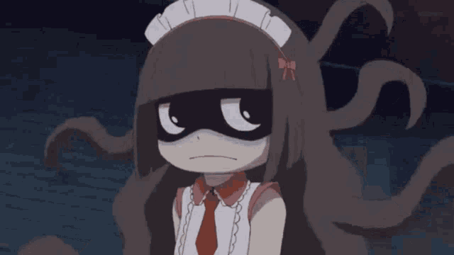 a girl in a maid costume with a tie