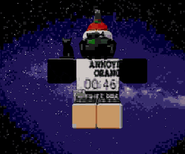 a pixel art of a person wearing a shirt that says annoy ocean  00:46