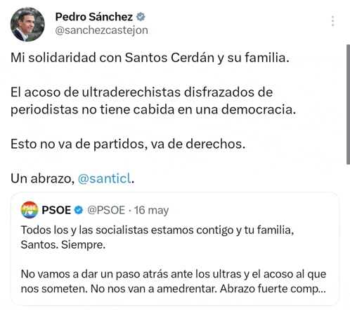 a screenshot of pedro sanchez 's twitter page