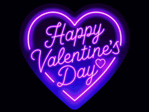 a neon sign that says happy valentine 's day in the shape of a heart