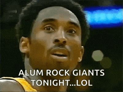 a basketball player is saying " alum rock giants tonight ... lol " .